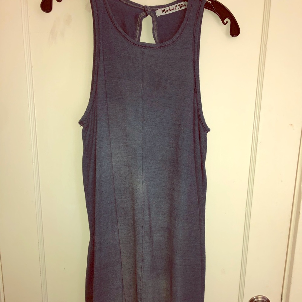 High Low Sleeveless Dress, Distressed Jean look
